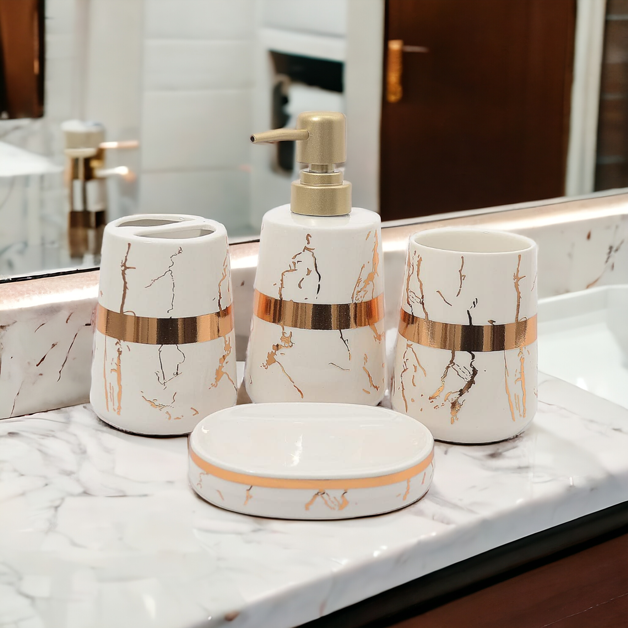 Ceramic Bathroom Accessories Set Ceramic - 4 Pieces Bathroom Accessories Set. (Black & White) in Maharashtra, Tamil Nadu, Uttar Pradesh, Kerala Ceramic Bathroom Accessories Set Ceramic - 4 Pieces Bathroom Accessories Set. (Black & White) in Maharashtra, Tamil Nadu, Uttar Pradesh, Kerala