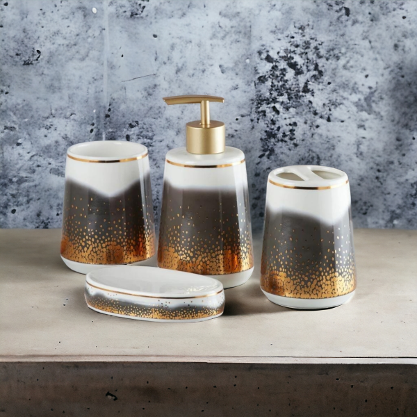 Ceramic Bathroom Accessories Set Ceramic - 4 Pieces Multicolor Bathroom Accessories Set Soap Dispenser in Maharashtra, Uttar Pradesh, Tamil Nadu, Kerala
