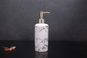 Italian Concept Design Liquid Soap, Shampoo, Conditioner, Shower Gel Dispenser (500ML, White & Black), Ceramic
