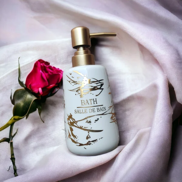 Italian Marble Design Liquid Soap, Shampoo, Conditioner, Shower Gel Dispenser for Bathroom & Kitchen (350ML, Black & White, Ceramic) in Maharashtra, Tamil Nadu, Kerala, Uttar Pradesh