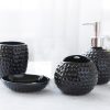 Ceramic Honeycomb Shape 4 Pieces Bathroom Set Liquid Dispenser | Toothbrush Holder | Soap Dish