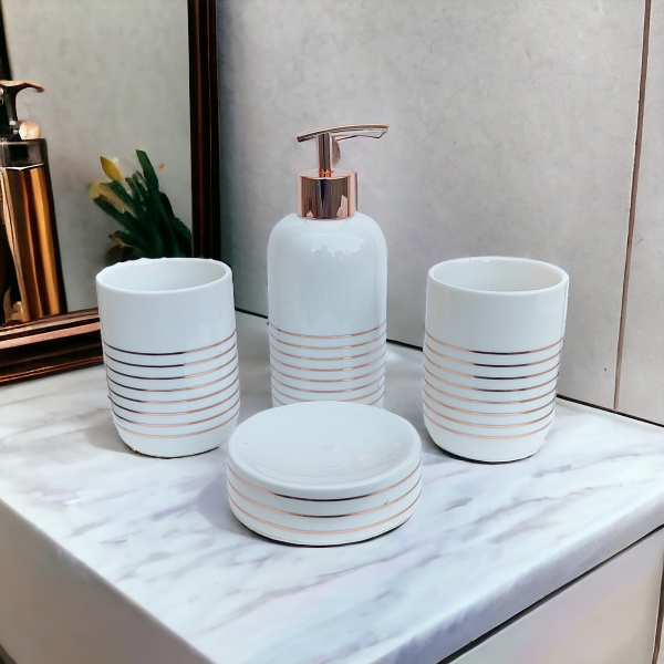 Luxury Bathroom Accessories Set Ceramic | Toothbrush Holder, Tumbler, Soap Dish | Including 4 Piece Bathroom Accessories